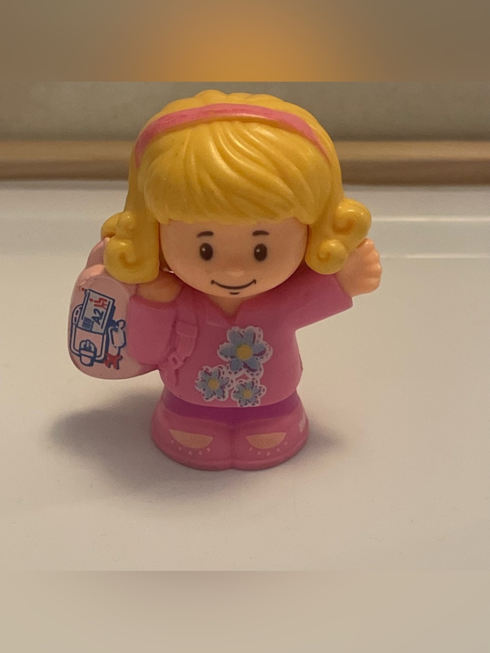 New Fisher Price Little People Blonde Girl Backpack Town Village House Plane toy